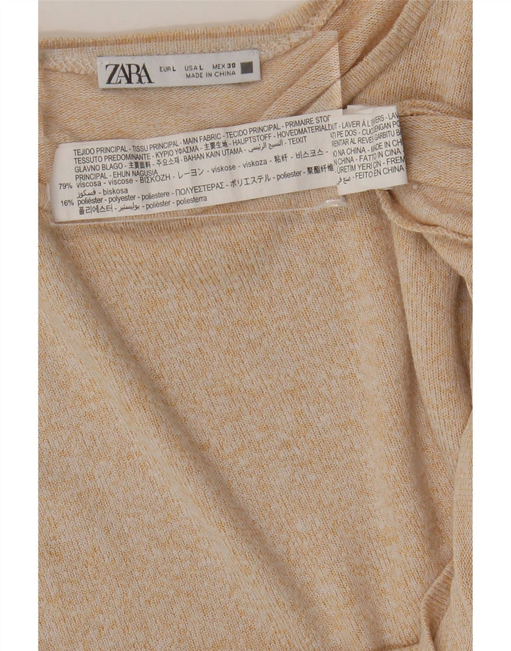 Zara Mujer Blusa Top UK 44 Large Viscosa Beige