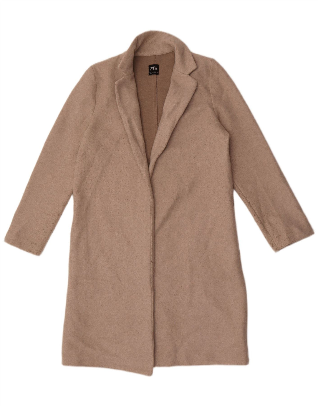 Zara Mujer Abrigo Abierto UK 44 Poliéster Gris Medio