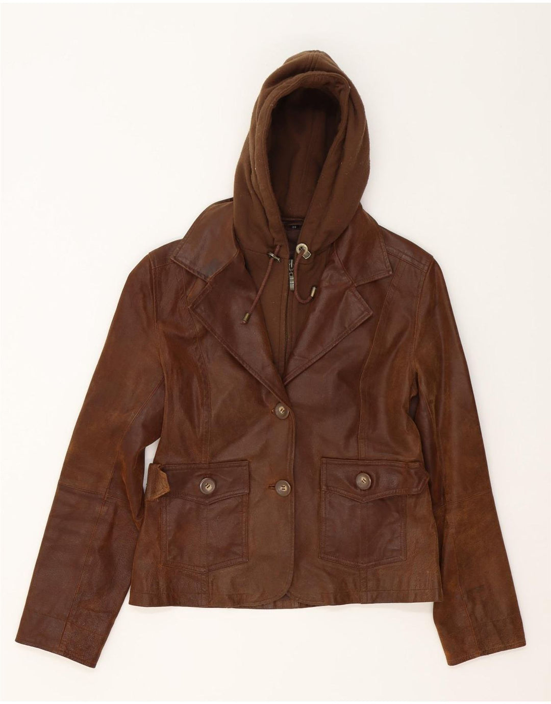 Rino & Pelle Chaqueta de cuero con capucha para mujer EU 38 Marrón medio