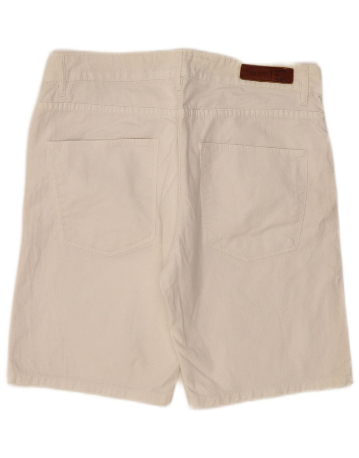 Zara Pantalones cortos de mezclilla para hombre EU 44 Large W34 Blanco