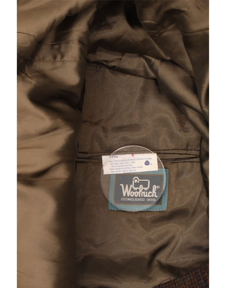 Woolrich Chaqueta tipo blazer de 2 botones para hombre UK 38 Lana de pata de gallo marrón medio