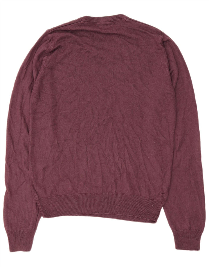 Marks & Spencer Suéter tipo jersey con cuello en V de ajuste regular para hombre pequeño burdeos