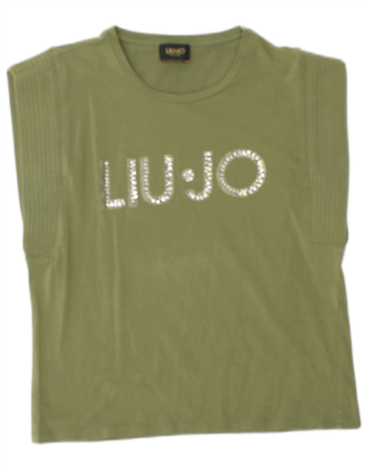 LIU JO Camiseta gráfica para mujer Top UK 40 Verde medio
