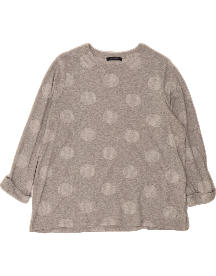 MARKS & SPENCER Womens Top Long Sleeve UK 18 XL  Grey Polka Dot Polyester Vintage Marks & Spencer and Second-Hand Marks & Spencer from Messina Hembry 