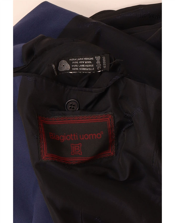 Biagiotti Chaqueta tipo blazer de 2 botones para hombre UK 38 Azul medio Lana virgen
