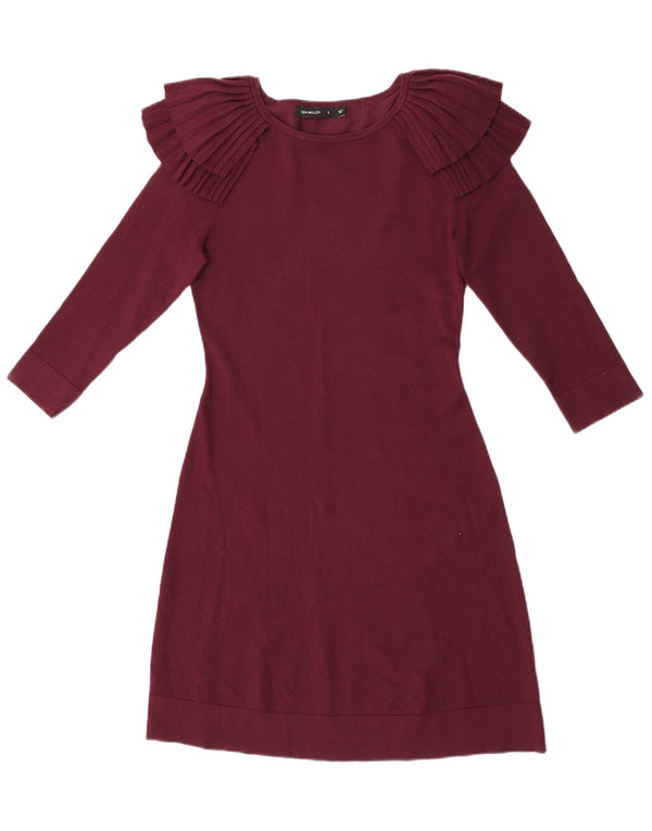 Karen Millen Vestido tipo jersey de manga 3/4 para mujer UK 10 Small Borgoña Viscosa
