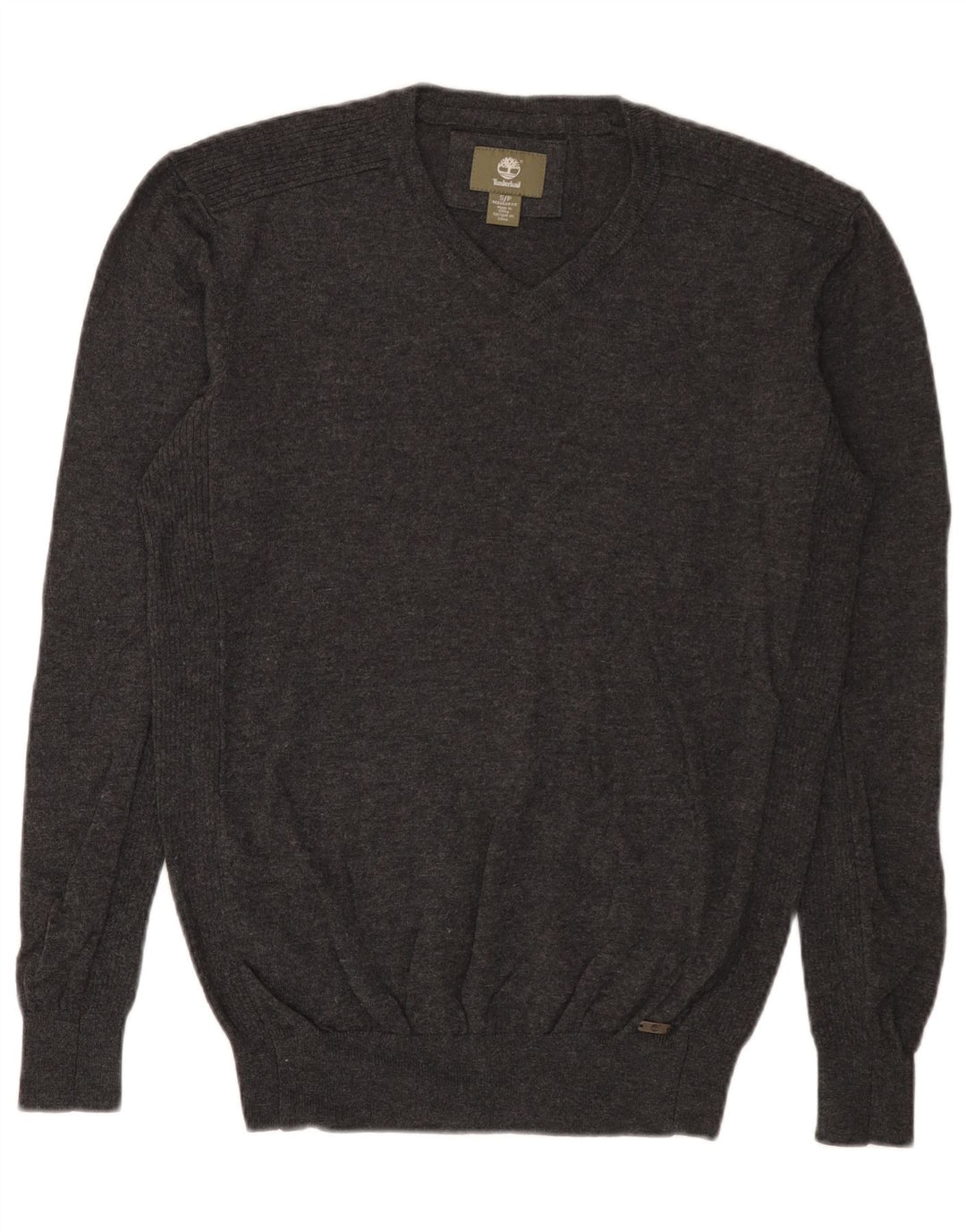 Timberland Jersey De Corte Regular Con Cuello En V Para Hombre Pequeño De Lana Moteada Gris