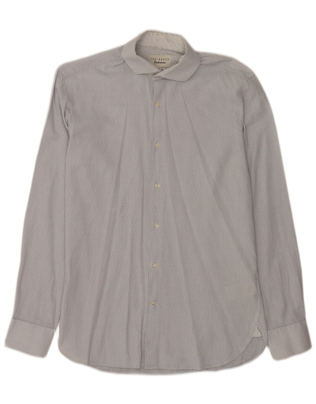 Ted Baker Camisa para hombre Talla 15 Algodón geométrico azul medio