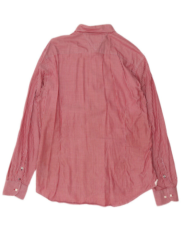 TOMMY HILFIGER Camisa New York Fit XL de algodón con rayas diplomáticas rojas para hombre