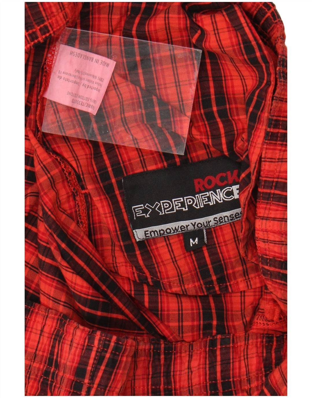 Rock Experience - Pantalón recto para hombre, talla mediana, W32 L32, algodón a cuadros rojos