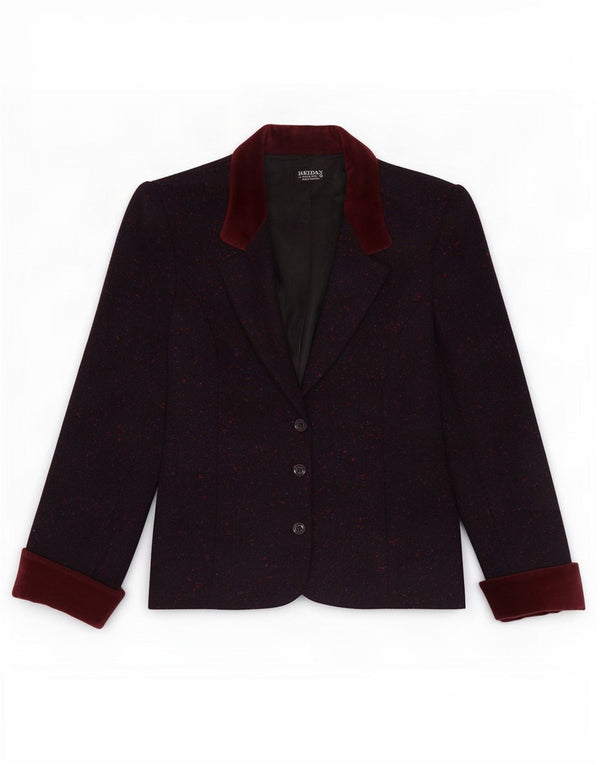 Reldan Chaqueta tipo blazer de 3 botones para mujer UK 40 Lana virgen moteada en color burdeos mediano