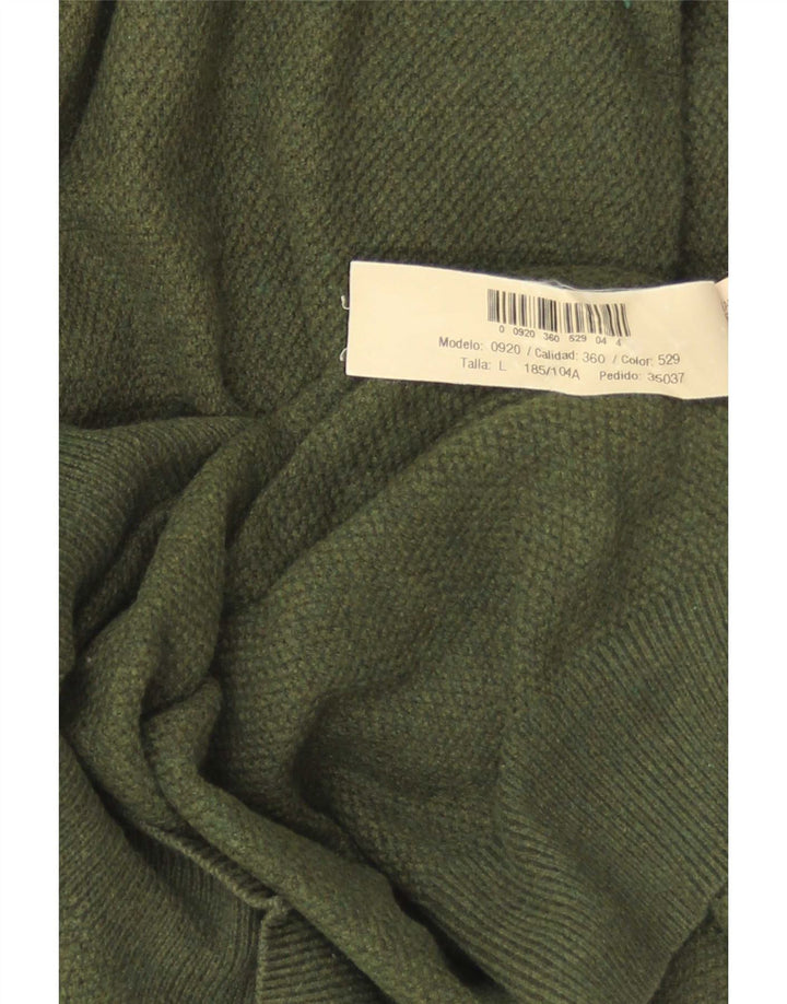 Massimo Dutti Jersey Cuello Pico Hombre Large Verde Algodón