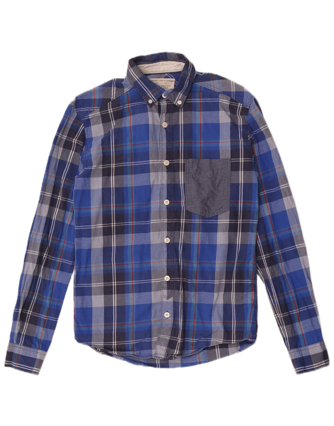 Jack & Jones Camisa de franela para niño 11-12 años Algodón a cuadros azul