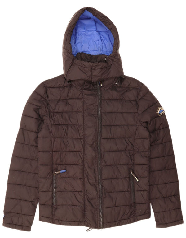 Superdry Chaqueta acolchada con capucha para hombre UK 36 Small Black Nylon