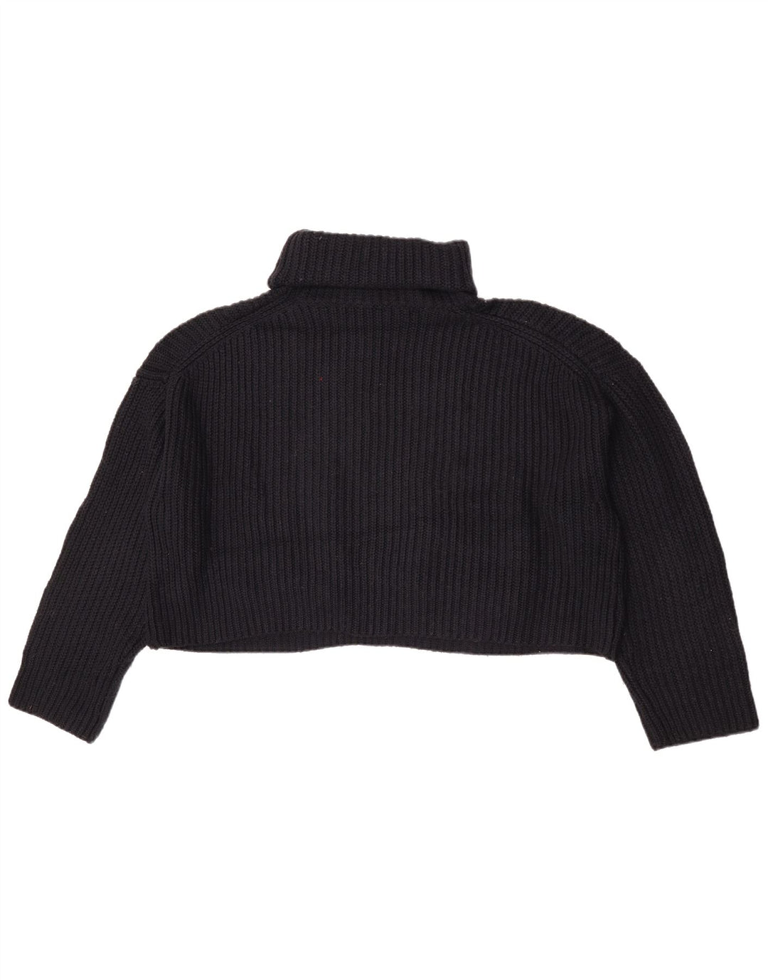 Zara Mujer Crop Oversize Roll Neck Jumper Sweater UK 40 Mediano Negro