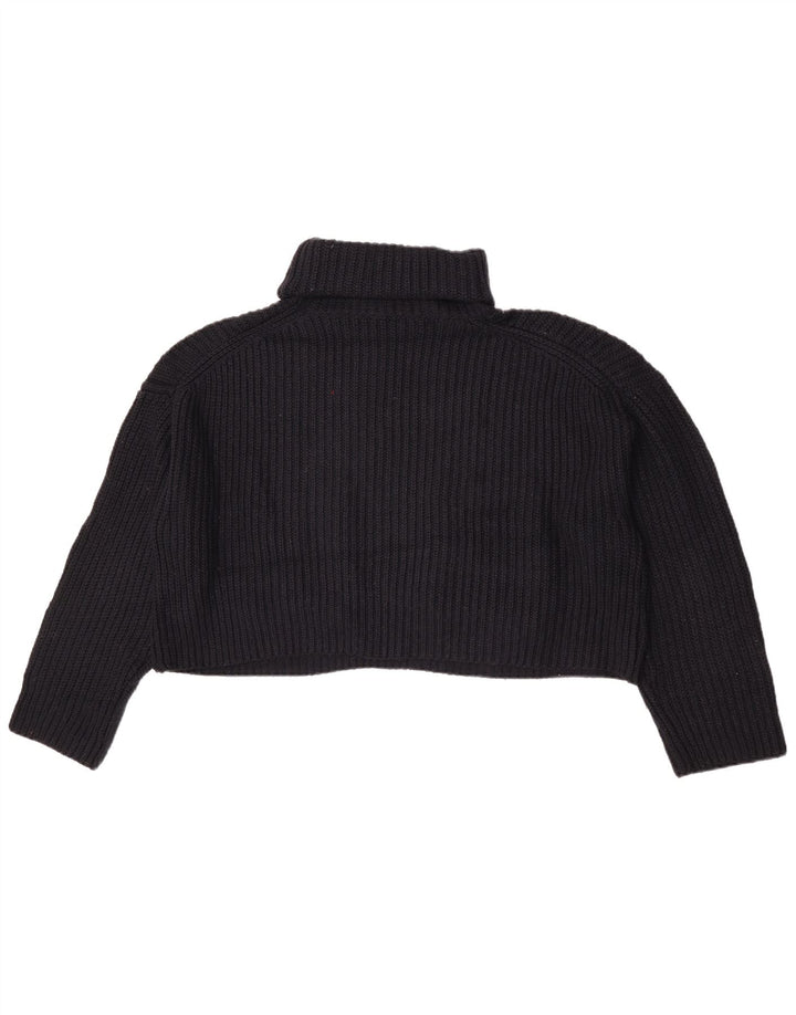 Zara Mujer Crop Oversize Roll Neck Jumper Sweater UK 40 Mediano Negro