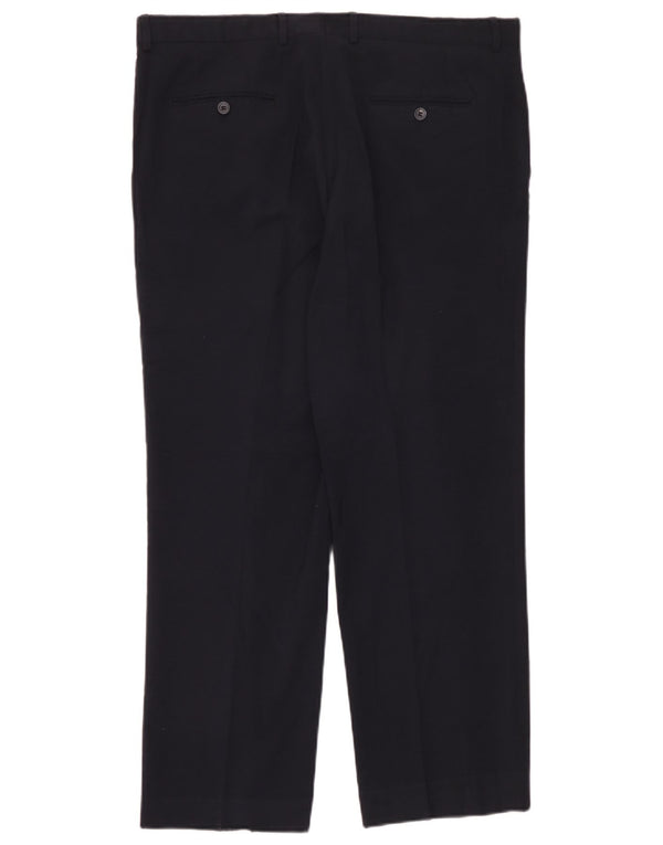 Zara Pantalón de traje recto para hombre EU 48 XL W38 L28 Azul marino Poliéster