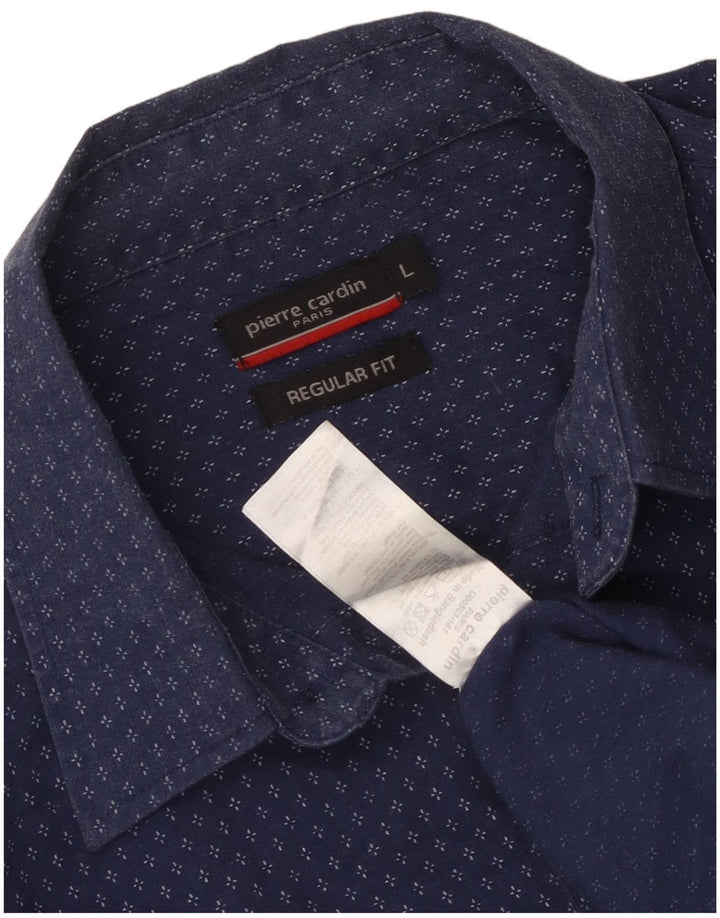 Pierre Cardin Camisa de corte regular para hombre Poliéster floral azul marino grande