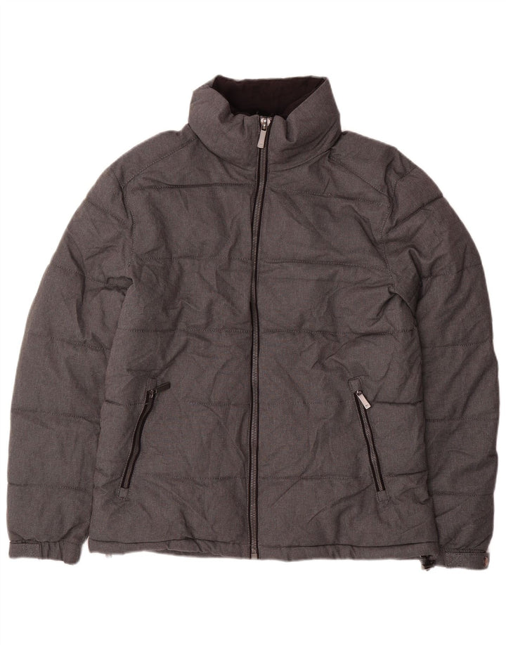 Zara Hombre Chaqueta Acolchada UK 36 Small Gris Poliéster