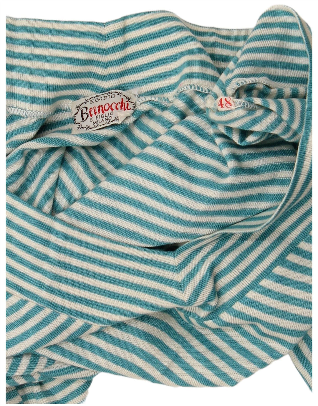 Vintage mujer top 3/4 manga Reino Unido 48 XL turquesa rayas