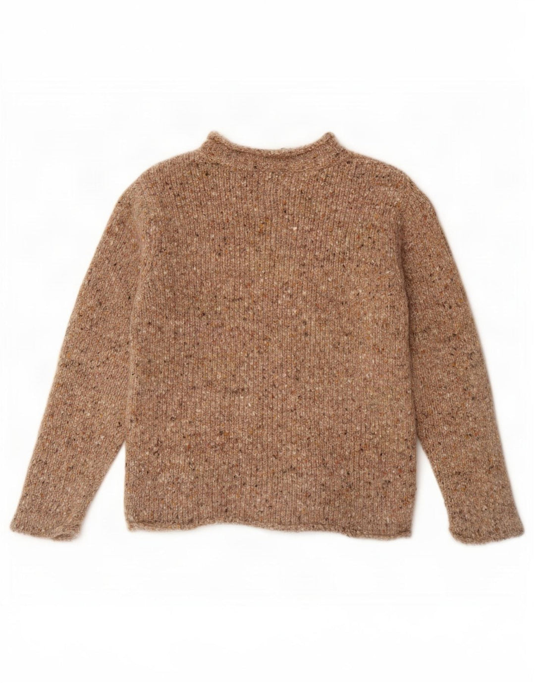 Aran Suéter extragrande con cuello de tortuga para mujer UK 10 Small Beige Moteado