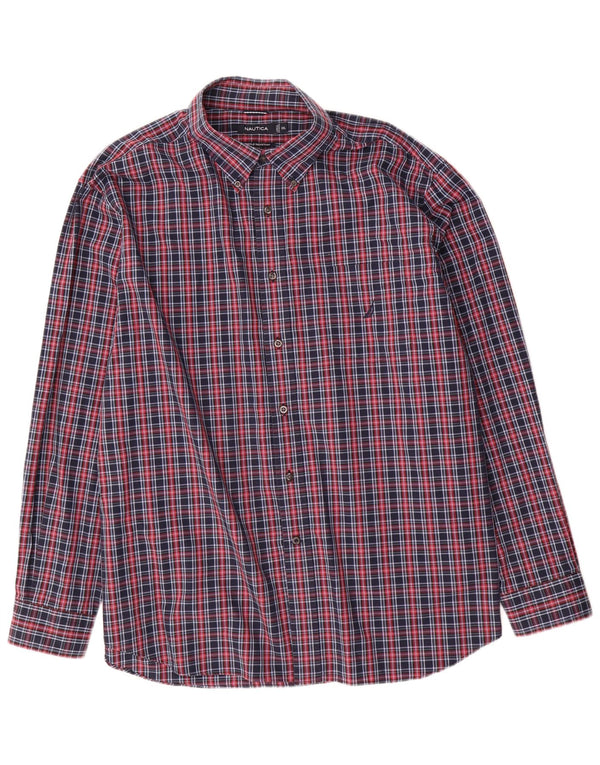 Nautica Camisa Hombre 2XL Azul Marino Cuadros Algodón