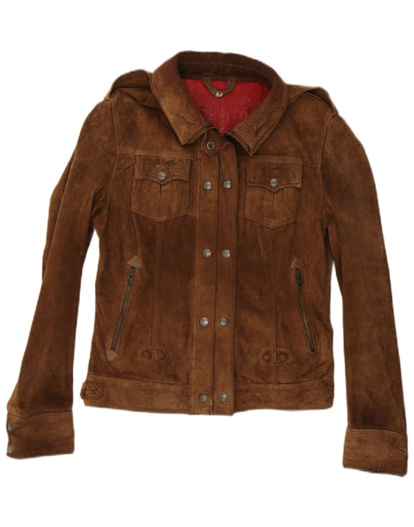 SUPERDRY Chaqueta militar de gamuza para mujer UK 44 Cuero marrón medio