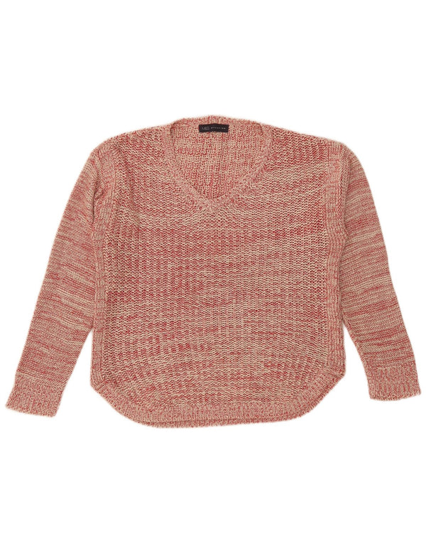 Marks & Spencer Suéter con Cuello en V para Mujer UK 44 Grande Rojo Moteado