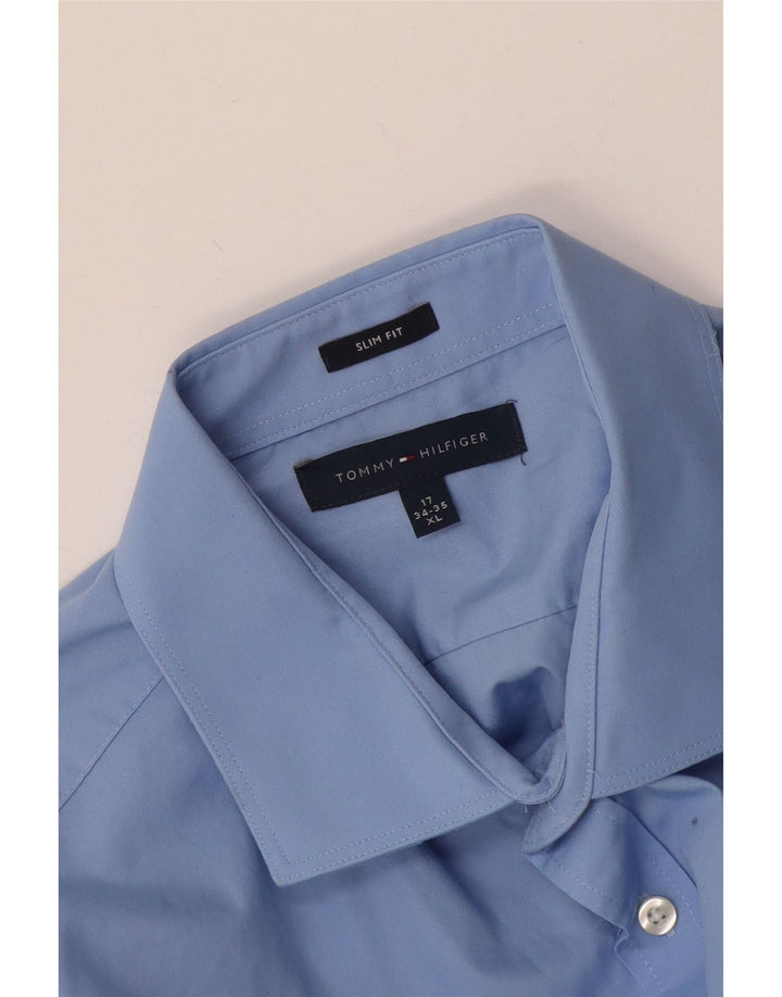 Tommy Hilfiger Camisa Slim Fit para Hombre Talla 17 XL Azul