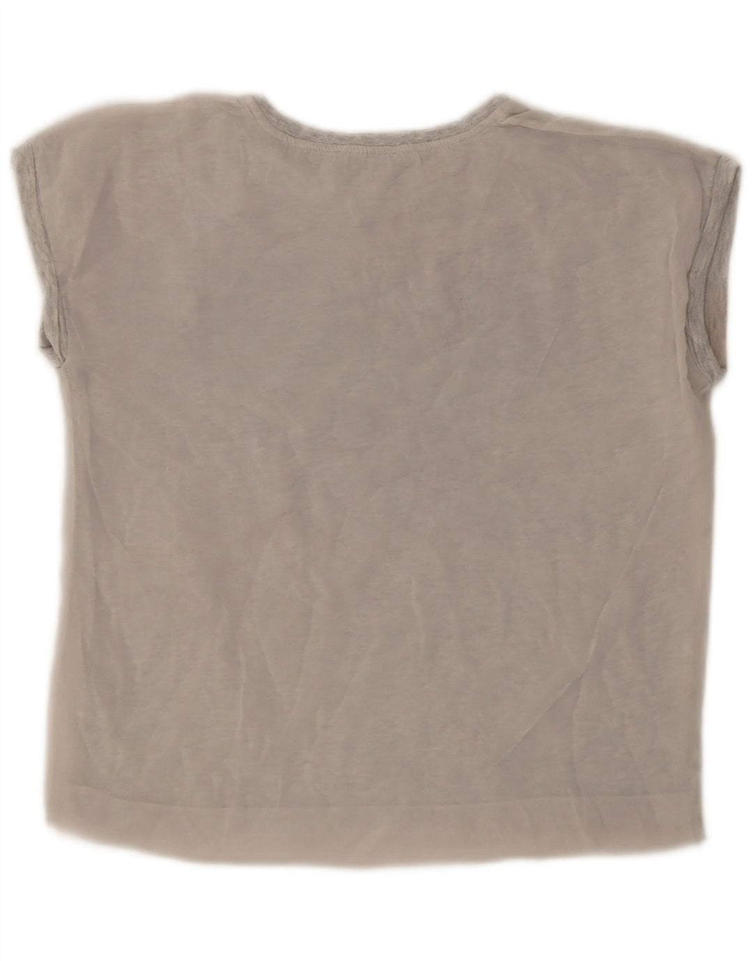 Zara Mujer Camiseta Gráfica Top UK 10 Small Gris Poliéster