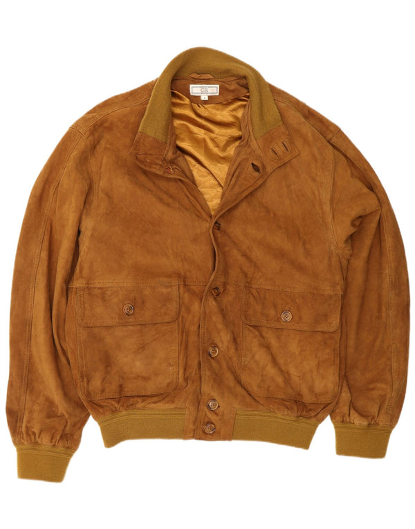 Vintage hombres ante chaqueta Reino Unido 40 cuero marrón grande