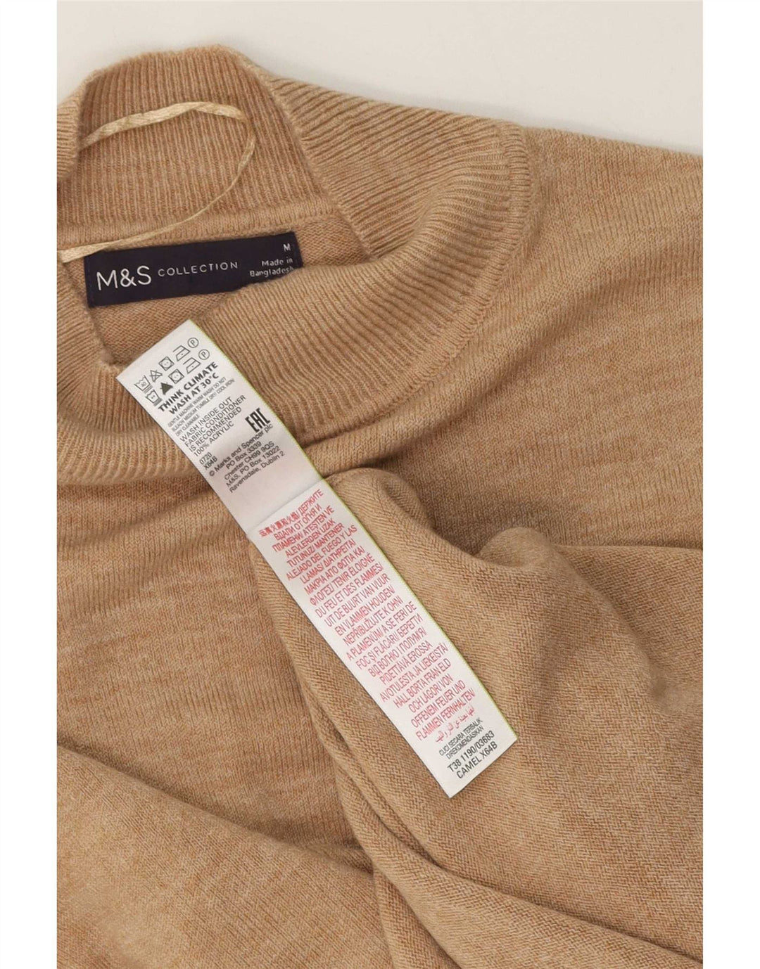 Marks & Spencer Suéter con Cuello Alto para Mujer UK 44 Medium Beige