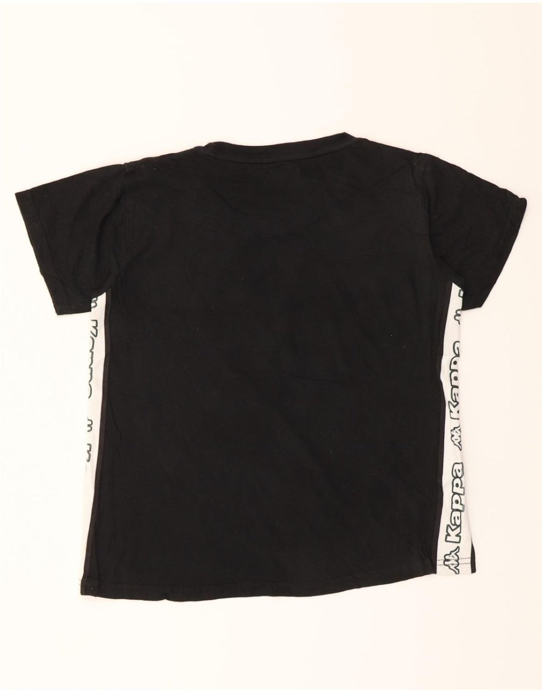 KAPPA Womens Graphic T-Shirt Top UK 12 Medium Black Colourblock Vintage Kappa and Second-Hand Kappa from Messina Hembry 