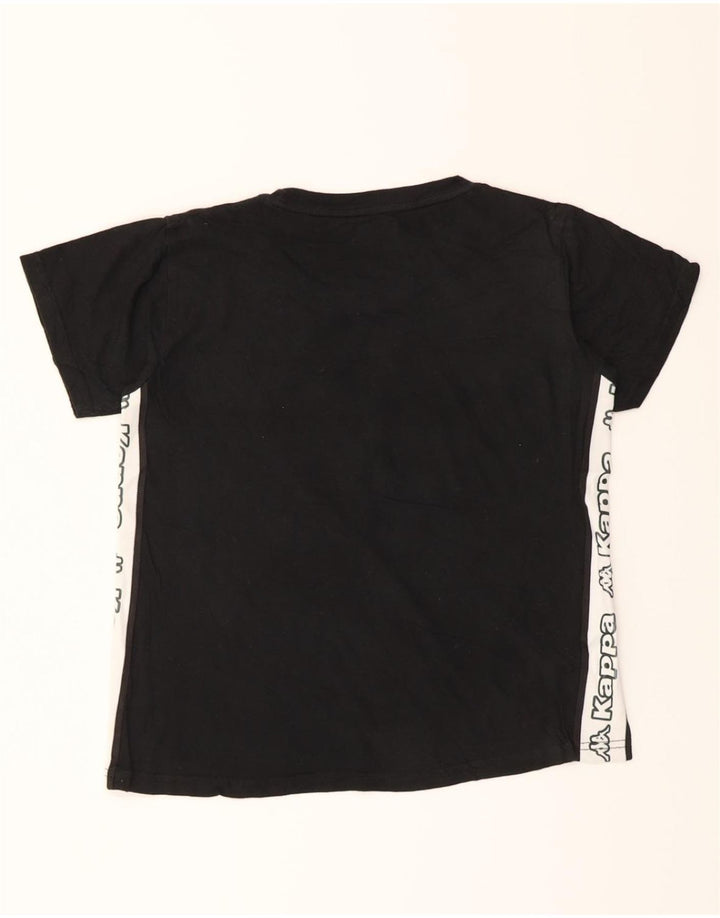 KAPPA Womens Graphic T-Shirt Top UK 12 Medium Black Colourblock Vintage Kappa and Second-Hand Kappa from Messina Hembry 