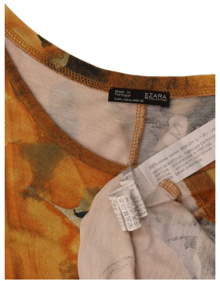 ZARA Camiseta gráfica para mujer Top UK 46 Large Naranja Tie Dye Viscosa