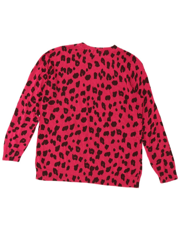 Marks & Spencer Jersey de Cuello Redondo para Mujer UK 22 2XL Estampado Animal Rosa