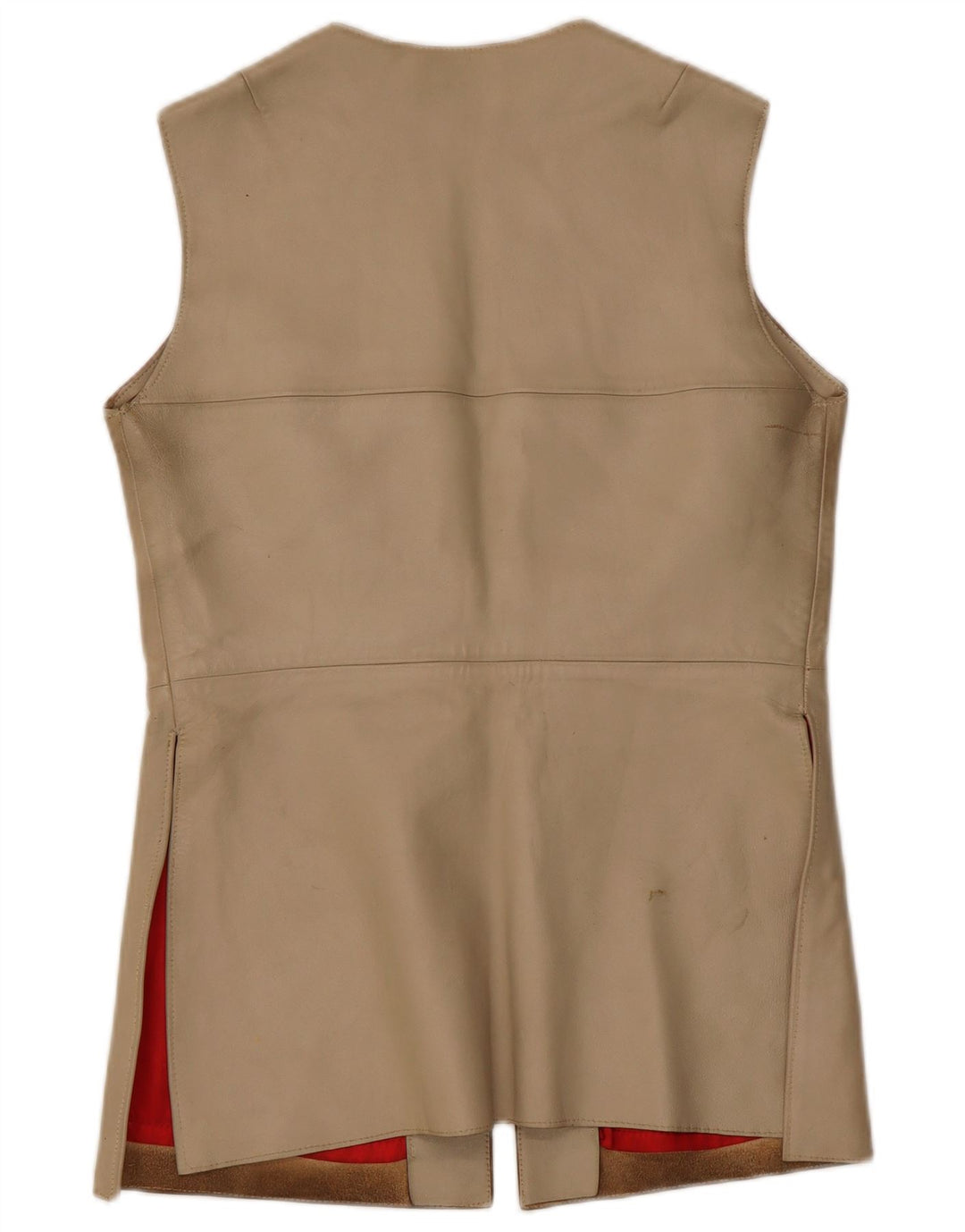 Chaleco de cuero vintage para mujer IT 38 XS Beige