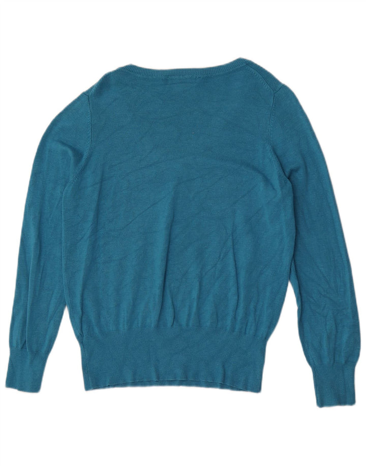Marks & Spencer Jersey con Cuello en V para Mujer UK 44 Viscosa Turquesa Mediana