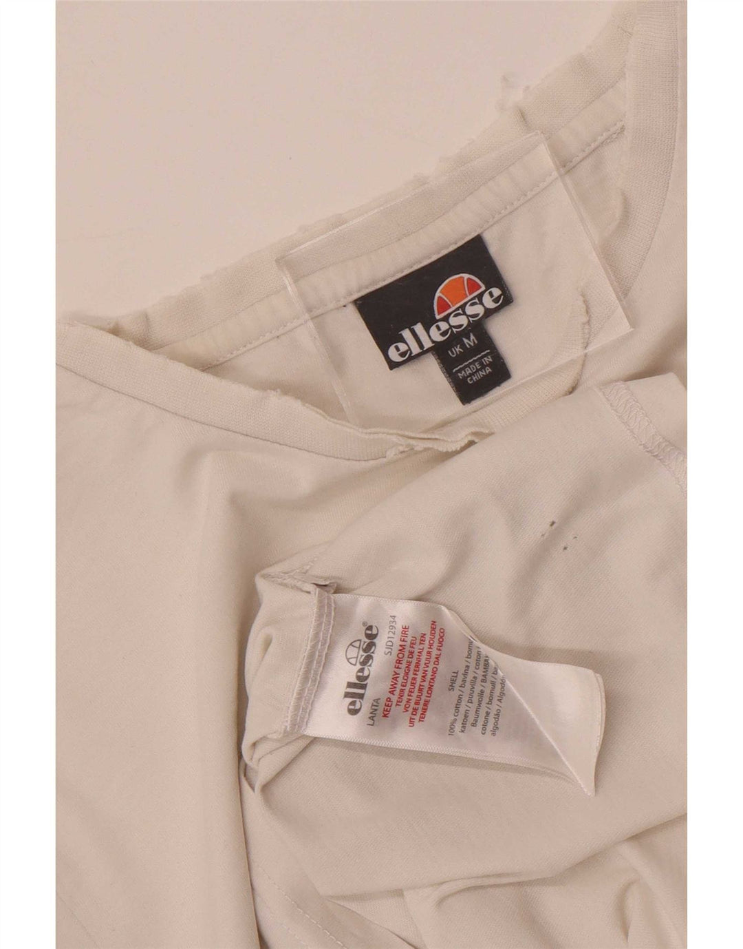 Ellesse Hombre Camiseta Gráfica Top Medium Blanco Colorblock Algodón