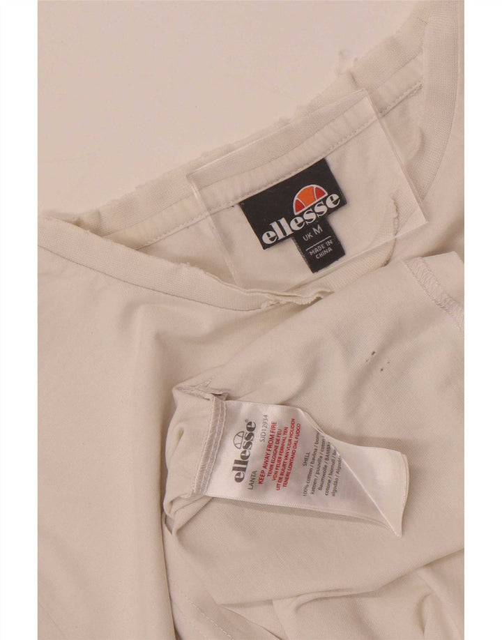Ellesse Hombre Camiseta Gráfica Top Medium Blanco Colorblock Algodón