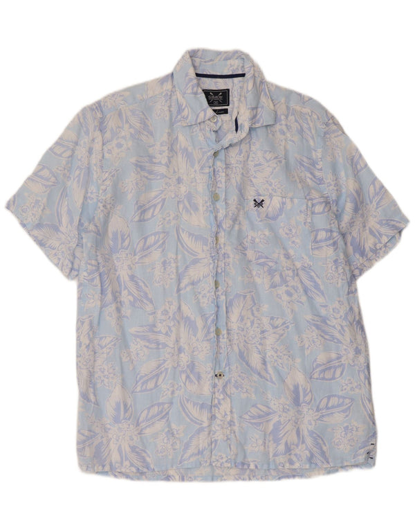 Crew Clothing Camisa de manga corta para hombre Lino floral azul medio