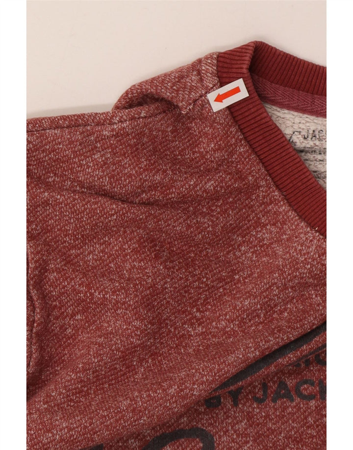 Jack & Jones Hombre Sudadera Gráfica Jumper Medium Borgoña De Algodón Moteado