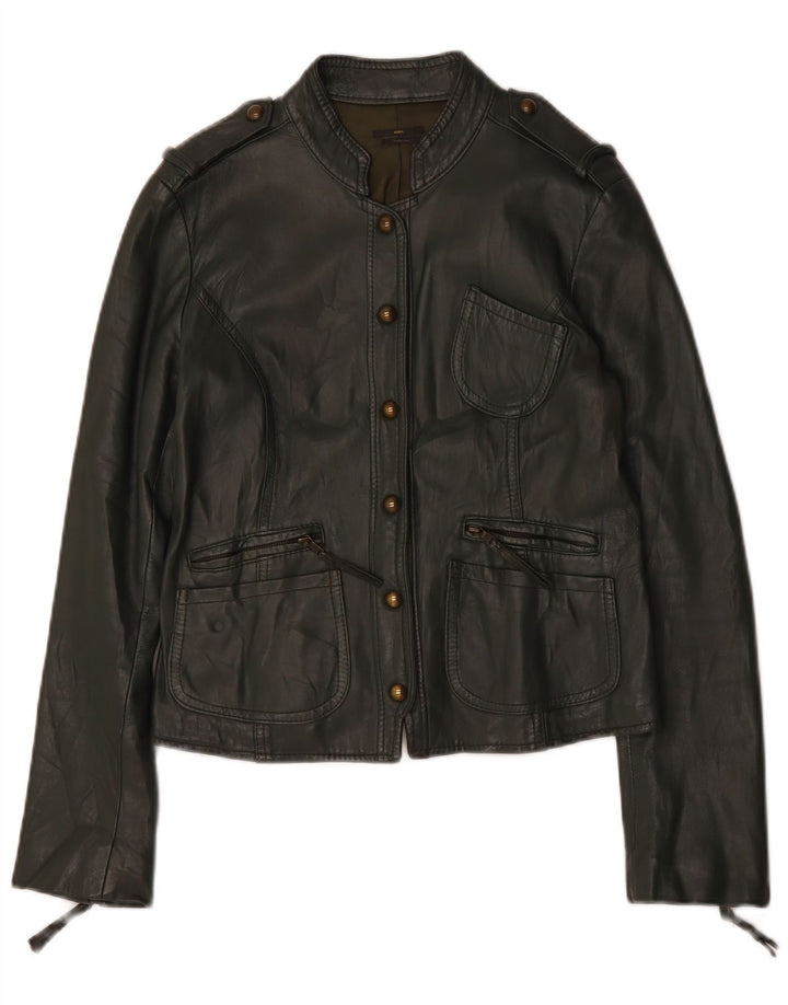 Sasch Chaqueta de cuero corta militar para mujer Reino Unido 44 Verde grande
