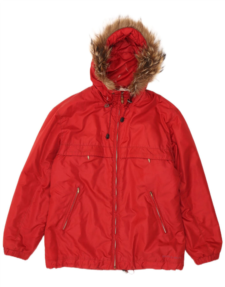 Belfe & Belfe Chaqueta impermeable con capucha para mujer UK 44 Grande Poliéster rojo