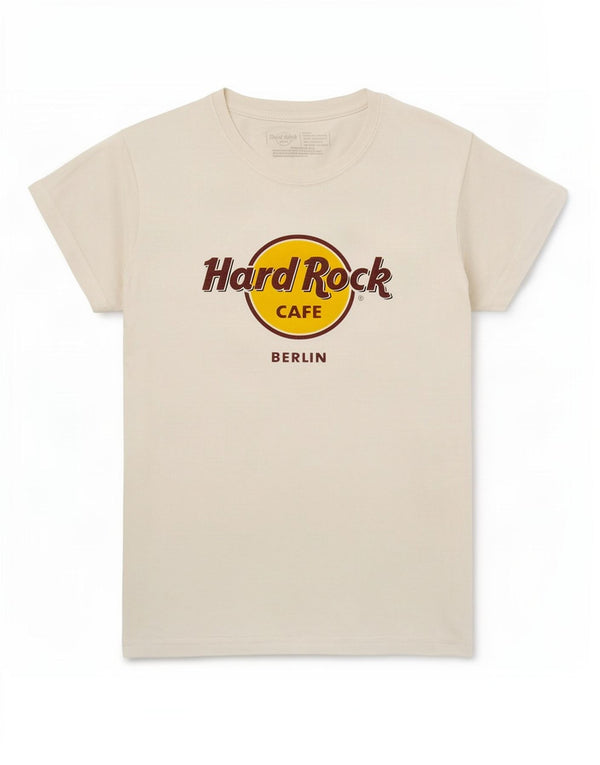 Hard Rock Cafe Mujer Berlin Graphic Camiseta Top UK 10 Small White Cotton