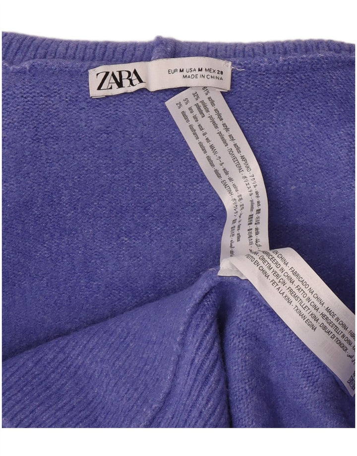 Zara Mujer Oversize Roll Neck Jumper Sweater UK 44 Medio Púrpura Acrílico