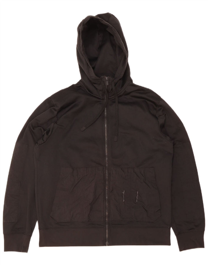 Nike Dri Fit Sudadera con capucha y cremallera para hombre, poliéster negro mediano