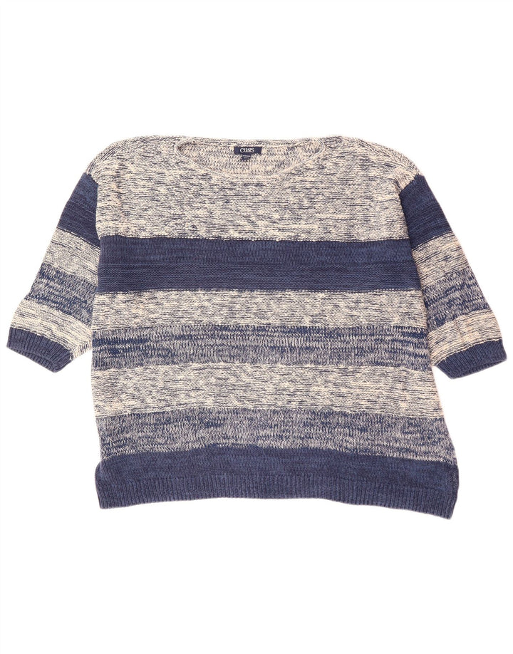 CHAPS Suéter tipo jersey para mujer con manga 3/4 y cuello barco UK 22 3XL Gris a rayas