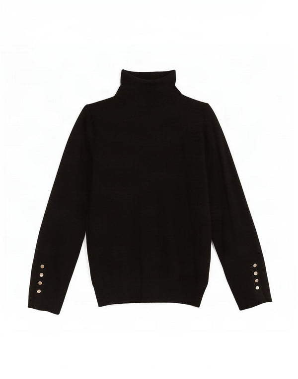 Zara Mujer Roll Neck Jumper Sweater UK 10 Small Negro