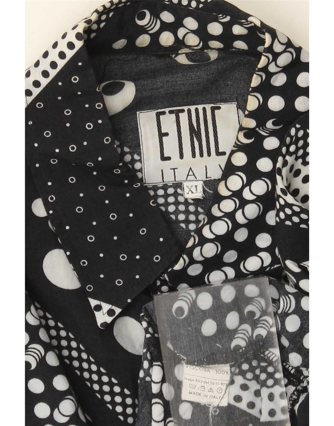 Camisa Vintage Hombre XL Viscosa Geométrica Negra